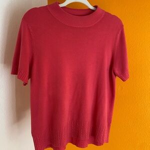 Hot Pink Jennifer Moore Knit Mock Kneck Sweater Top